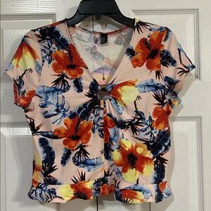 Love By Design Floral Crop Top - Pink, Blue, Yellow